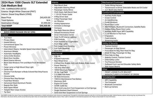 Bright White Clearcoat 2024 RAM 1500 Classic SLT