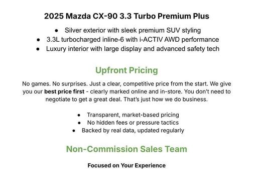 Sonic Silver 2025 Mazda CX-90 3.3 Turbo Premium Plus Package