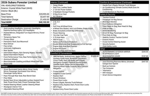 2026 Subaru Forester Limited