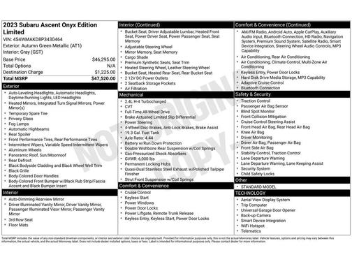 2023 Subaru Ascent Onyx Edition