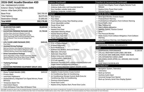 2026 GMC Acadia Elevation