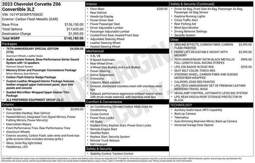 Black 2023 Chevrolet Corvette Z06