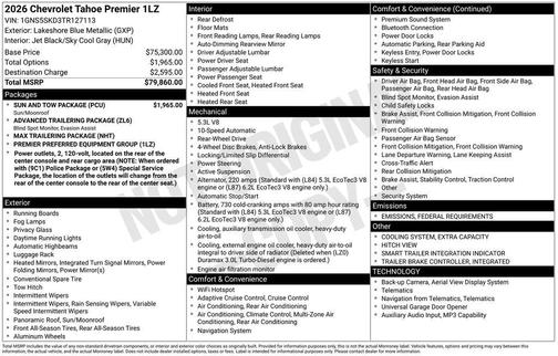 2026 Chevrolet Tahoe Premier