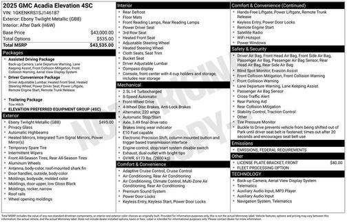 2025 GMC Acadia Elevation