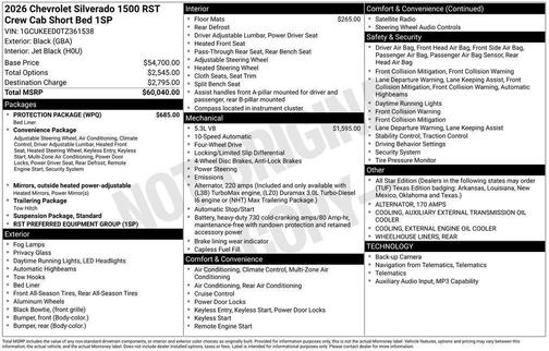 Black 2026 Chevrolet Silverado 1500 RST