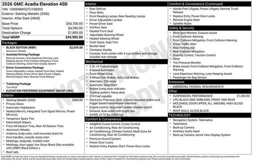 2026 GMC Acadia Elevation