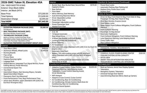 2026 GMC Yukon XL Elevation