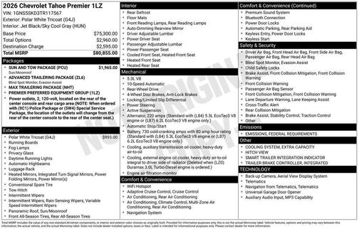 2026 Chevrolet Tahoe Premier