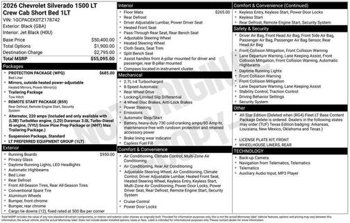 Black 2026 Chevrolet Silverado 1500 LT