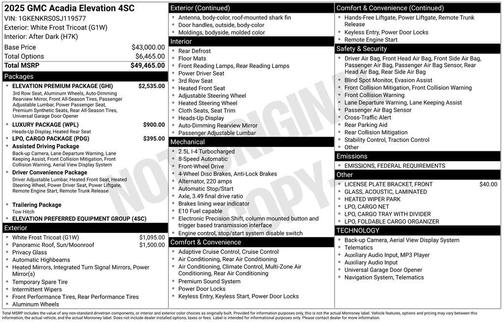 2025 GMC Acadia Elevation