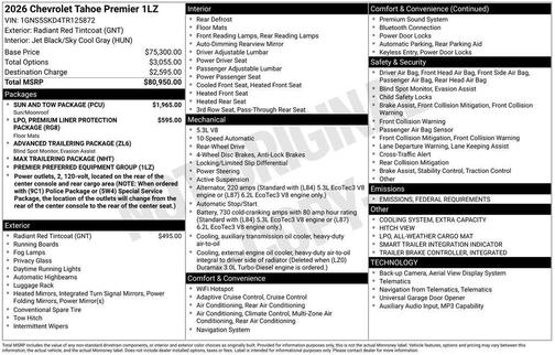 2026 Chevrolet Tahoe Premier