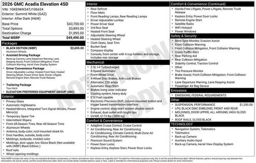 2026 GMC Acadia Elevation