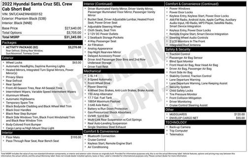 2022 Hyundai SANTA CRUZ 2.5L SEL