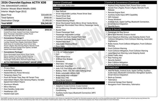 Black 2026 Chevrolet Equinox ACTIV