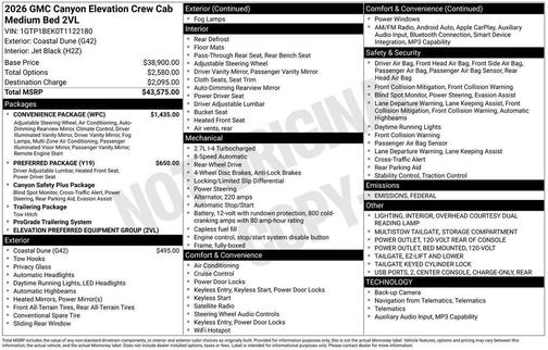 2026 GMC Canyon Elevation