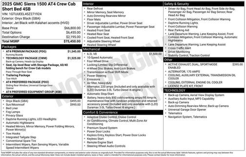 Onyx Black 2025 GMC Sierra 1500 AT4