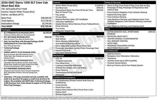 Glacier White Tricoat 2026 GMC Sierra 1500 SLT