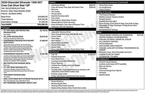 Satin Steel Metallic 2020 Chevrolet Silverado 1500 RST