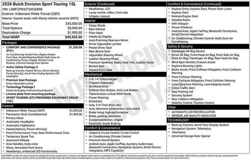 Iridescent White Tricoat 2026 Buick Envision Sport Touring AWD