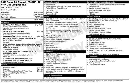 Black 2016 Chevrolet Silverado 3500 LTZ