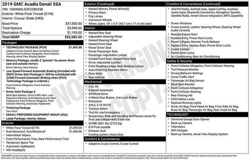 White Frost Tricoat 2019 GMC Acadia Denali