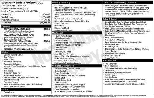 Summit White 2026 Buick Envista Preferred FWD