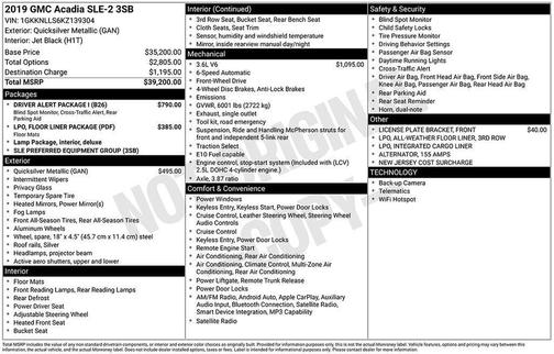 Quicksilver Metallic 2019 GMC Acadia SLE-2
