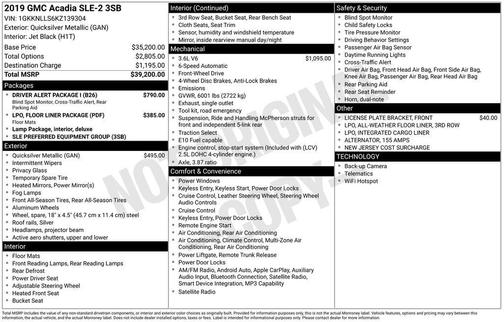 Quicksilver Metallic 2019 GMC Acadia SLE-2