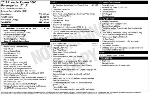 2018 Chevrolet Express 3500 LT