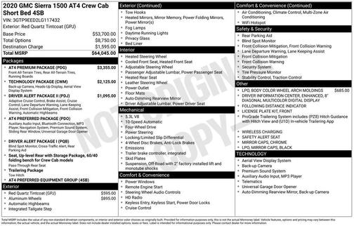 2020 GMC Sierra 1500 AT4