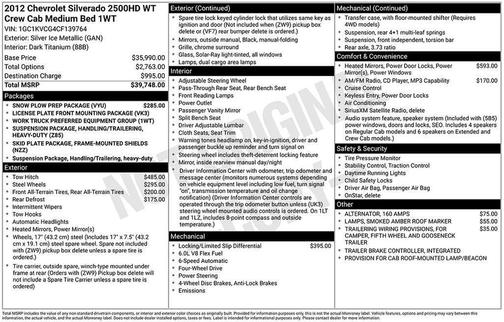 2012 Chevrolet Silverado 2500 Work Truck