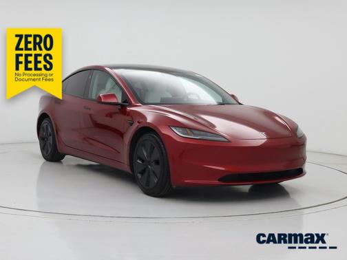 Red 2025 Tesla Model 3 Long Range