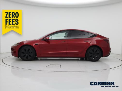 Red 2025 Tesla Model 3 Long Range