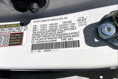 White Diamond Pearl 2018 Honda CR-V LX