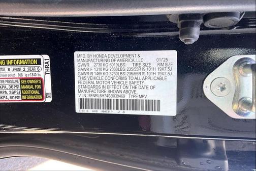 Crystal Black Pearl 2025 Honda Odyssey Sport-L