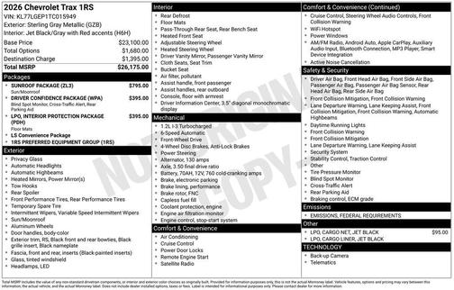 2026 Chevrolet Trax FWD 1RS