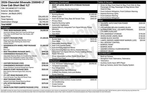 Black 2026 Chevrolet Silverado 2500 LT