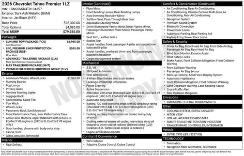 2026 Chevrolet Tahoe Premier