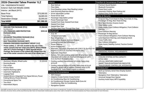 2026 Chevrolet Tahoe Premier