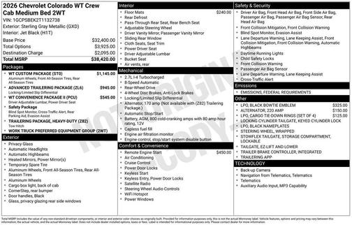 2026 Chevrolet Colorado WT