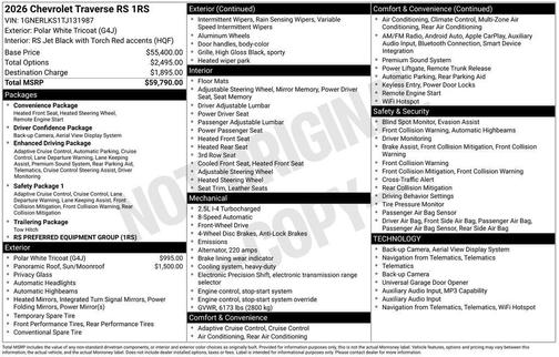 2026 Chevrolet Traverse RS