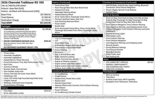 Apex Red 2026 Chevrolet Trailblazer RS