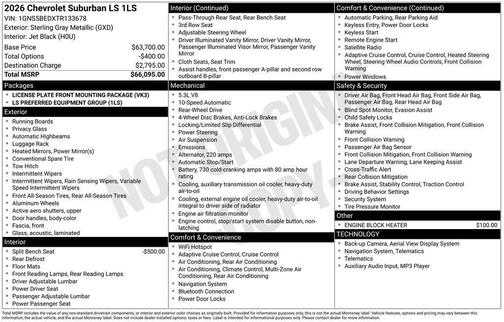 Sterling Gray Metallic 2026 Chevrolet Suburban LS