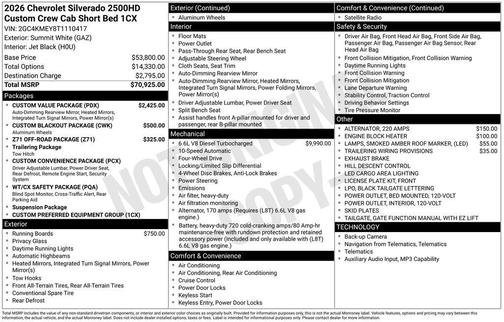 2026 Chevrolet Silverado 2500 Custom