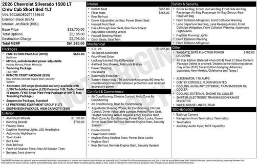 Black 2026 Chevrolet Silverado 1500 LT