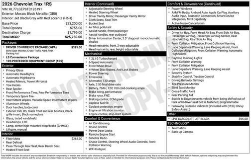 Mosaic Black Metallic 2026 Chevrolet Trax FWD 1RS