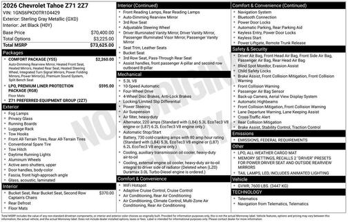 2026 Chevrolet Tahoe 4WD Z71