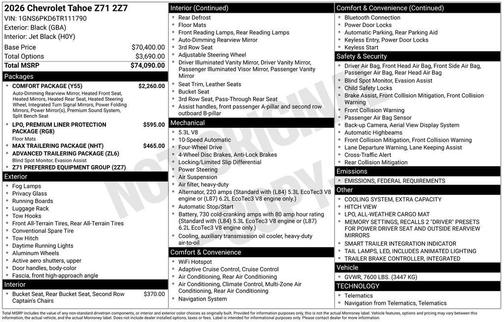 2026 Chevrolet Tahoe 4WD Z71