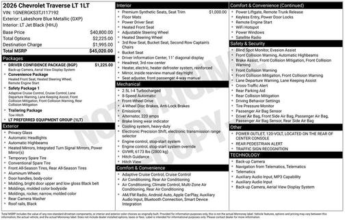 2026 Chevrolet Traverse LT