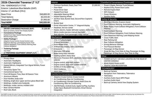 2026 Chevrolet Traverse LT